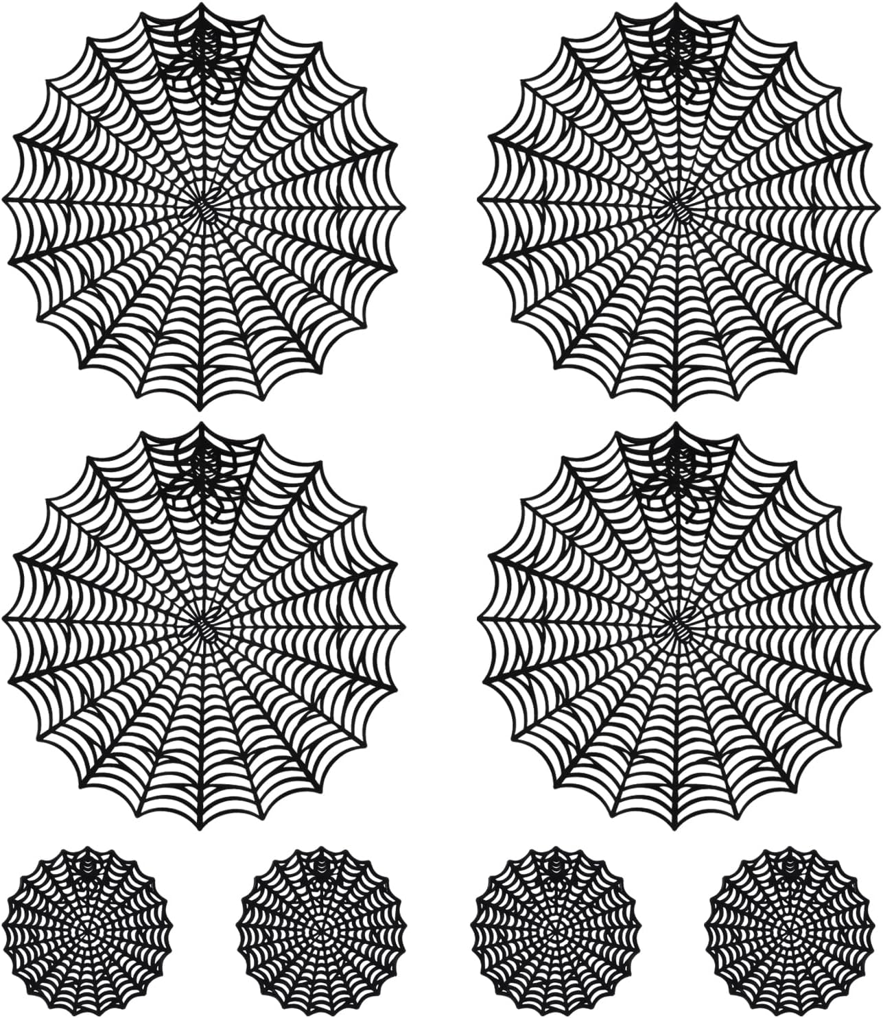 8Pcs Halloween Spider Web Placemats, 15" Heat Insulation Black Table Mats
