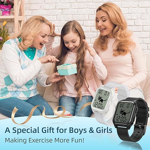 Miniatura 7 de EZON T048 Reloj digital para adolescentes, niñas, niños, reloj deportivo con contador de pasos virtual para mascotas, gatos, cronómetro, podómetro,