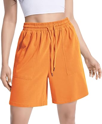 Auriviz Womens Cotton Sweat Shorts Casual Summer Short Loose Drawstring Lounge Running Athletic Shorts with Pockets