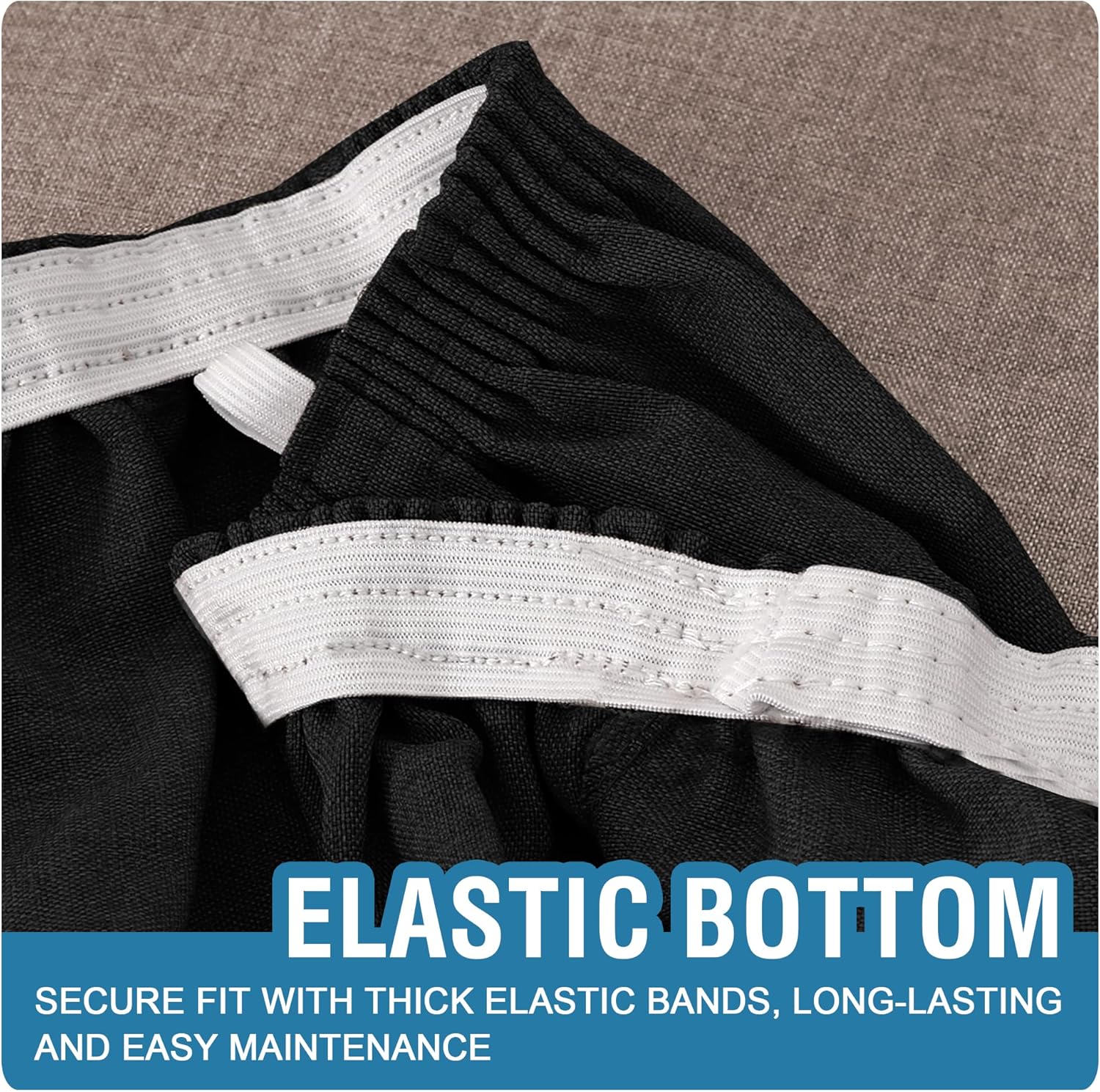 H.VERSAILTEX Water Resistant Woven Linen Look Couch Cushion Covers Sofa Cushion Covers for 3 Cushion Couch Individual Seat Cushion Covers Cushion Protector Slipcovers (3 Pack,Heather Black)