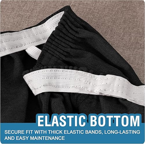 Miniatura 5 de H.VERSAILTEX Fundas de cojín de lino elástico para sofá de 3 cojines, fundas de cojín individuales para asiento de sofá (paquete de 3, gris)