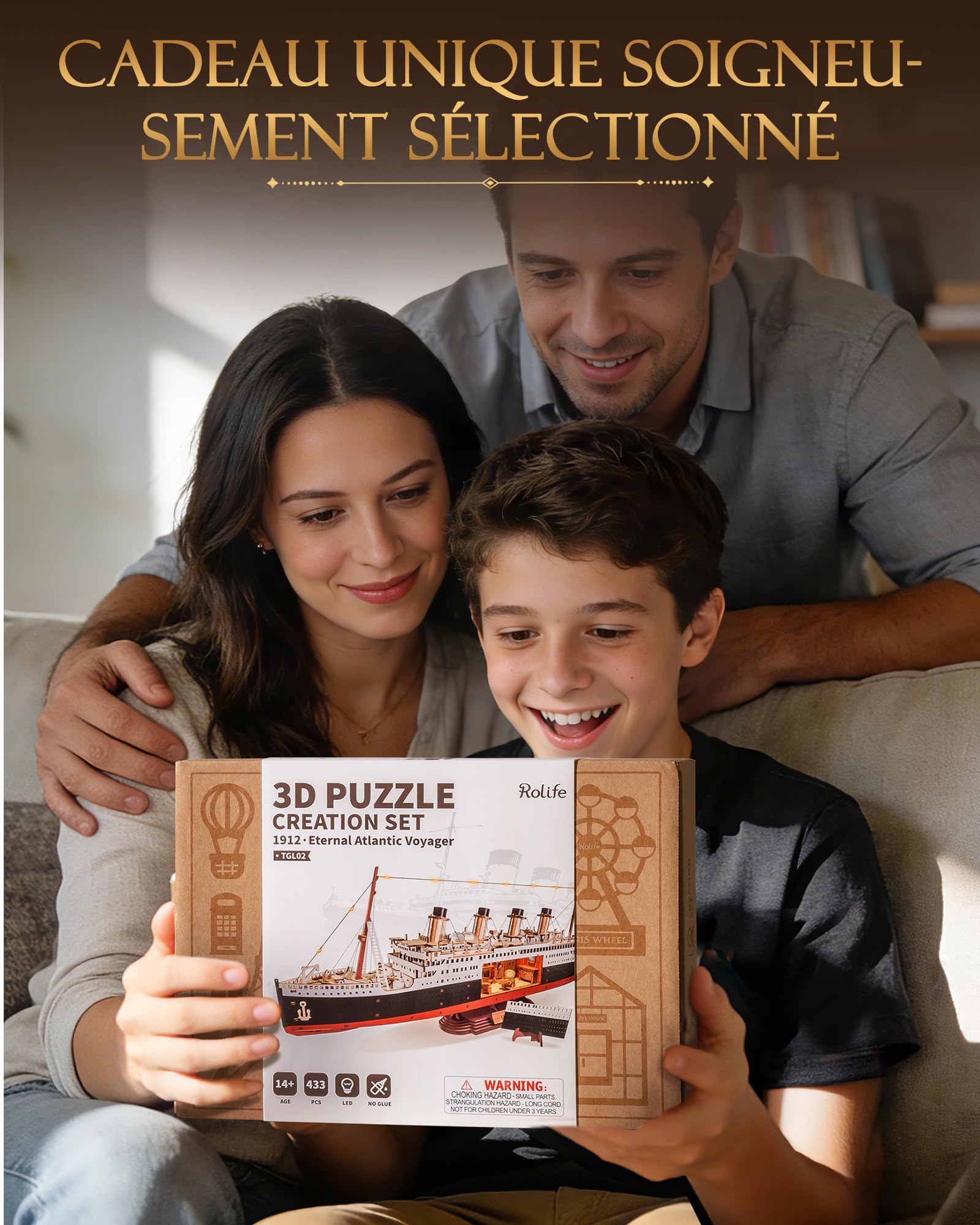 Rolife Puzzle 3D en Bois Modèle de Bateau Titanic - Kit de Construction à Clipser 433 Pièces
