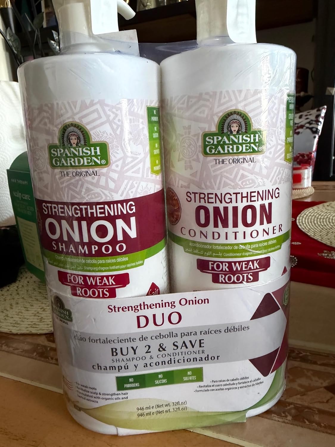Spanish Garden Strengthening Onion Shampoo & Conditioner Duo for Weak Roots, 32 Fl oz Each (2 pack)