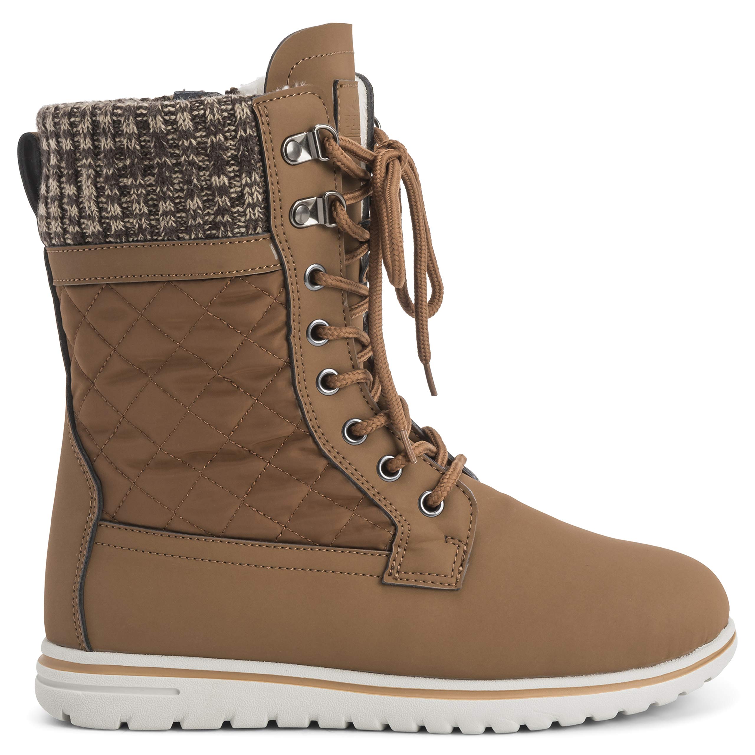 Polar Boot Womens Quilted Short Snow Winter Faux Fur Warm Durable Waterproof Boots - 9 - TAN42 AYC0527