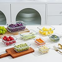 Vista 9 de 8-piece glass food storage container, glass pre meal preparation container, with sealing cover, suitable for use in microwave ovens, ovens