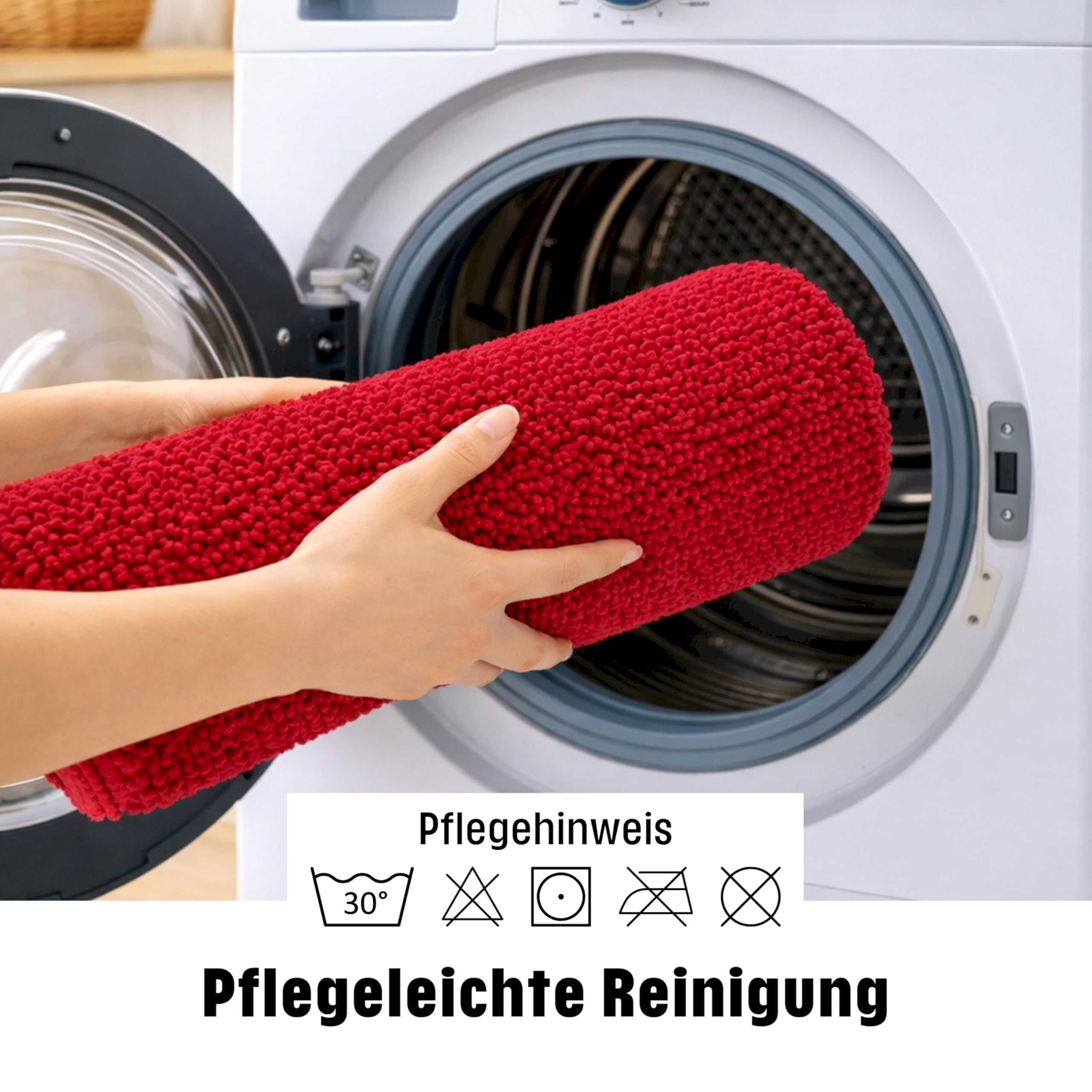 WohnDirect Narożna mata prysznicowa, idealna do narożnych kabin prysznicowych, możliwość łączenia w zestaw, antypoślizgowa i nadająca się do prania, kolor czerwony, 50 x 100 x 100 cm | Specjalnie do pryszniców narożnych: otacza obszar prysznica po obu str