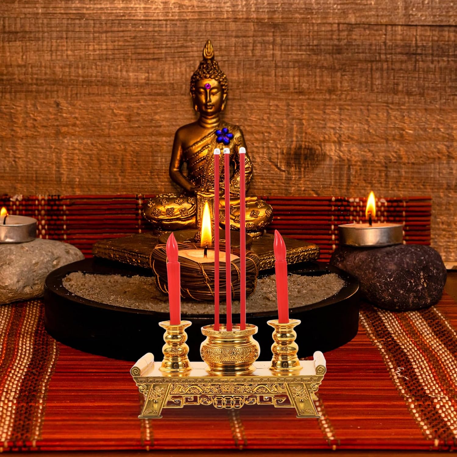 Uonlytech Incense Burner Led Candle Lamp for Buddhist Altar Supplies Compact Electric Incense Light for Meditation Home Yoga and Temple Decor