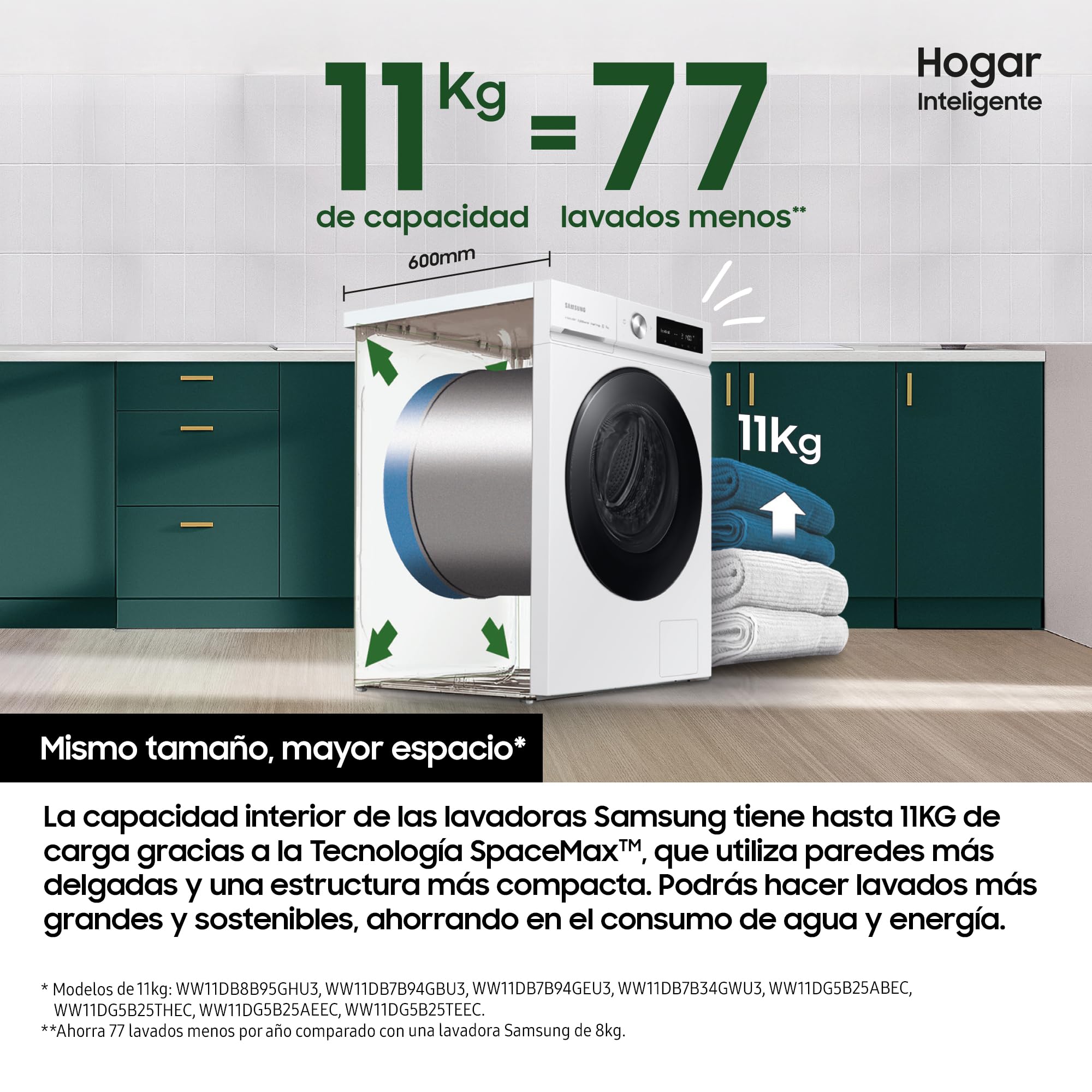 Lave-linge Samsung 11 kg 1400 tr/min WW11DB7B94GEU3 Blanc