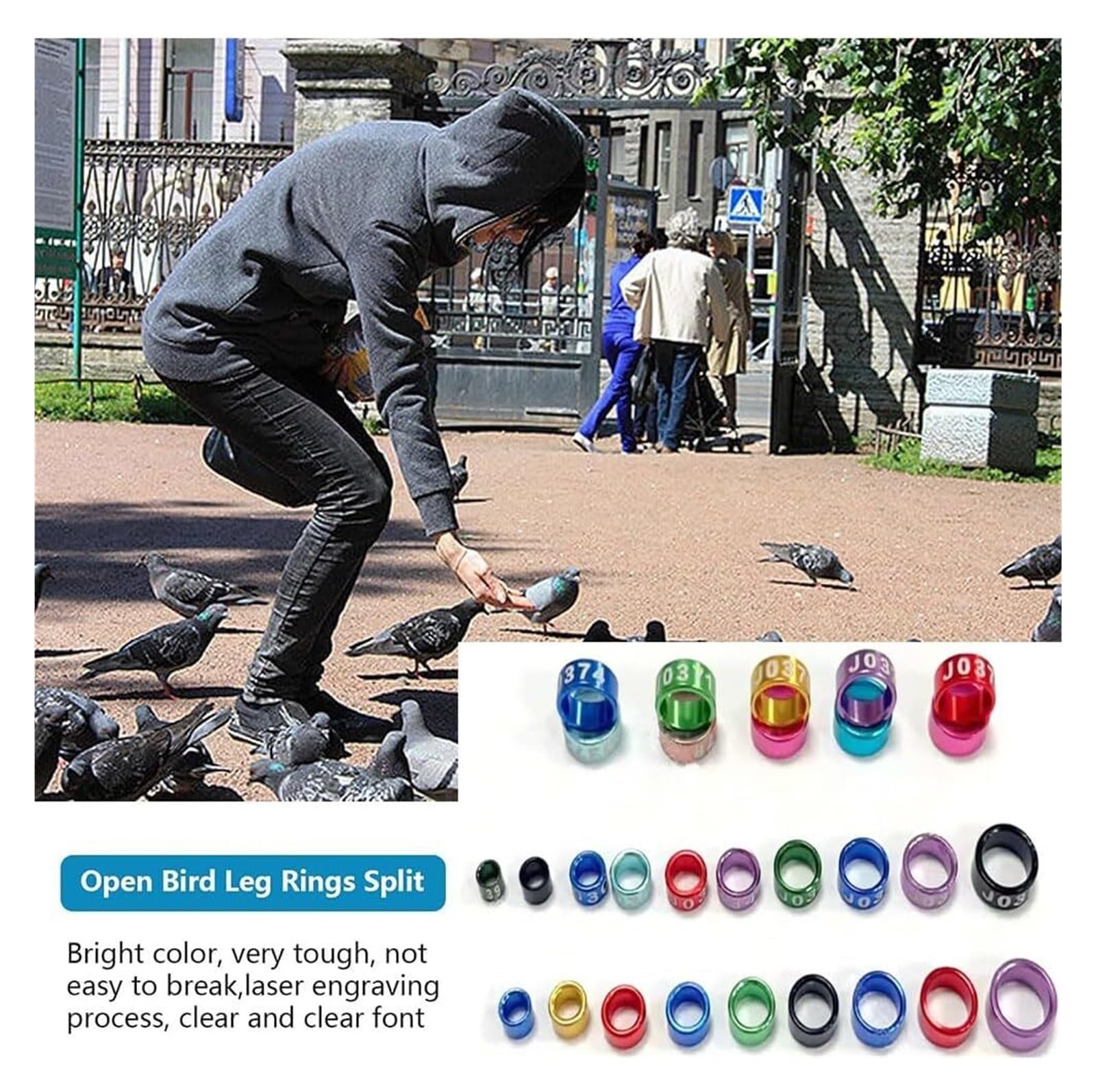pájaro con las piernas cerradas, Patas de pie pájaro aluminio abiertas, multicolor, 4,0-8,0 mm, 50-200 piezas(Mixed Colors8.0mm,200pc)