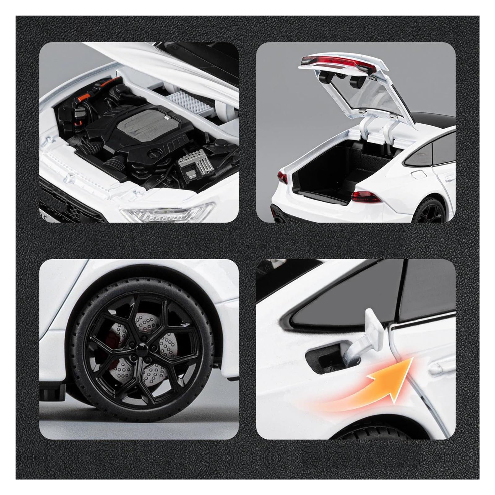 Modellino Diecast Modellismo da Collezione Auto Per AUDI RS7 Modellino Auto | 1:24 Collezione Metallo Scala Modello(bianco)