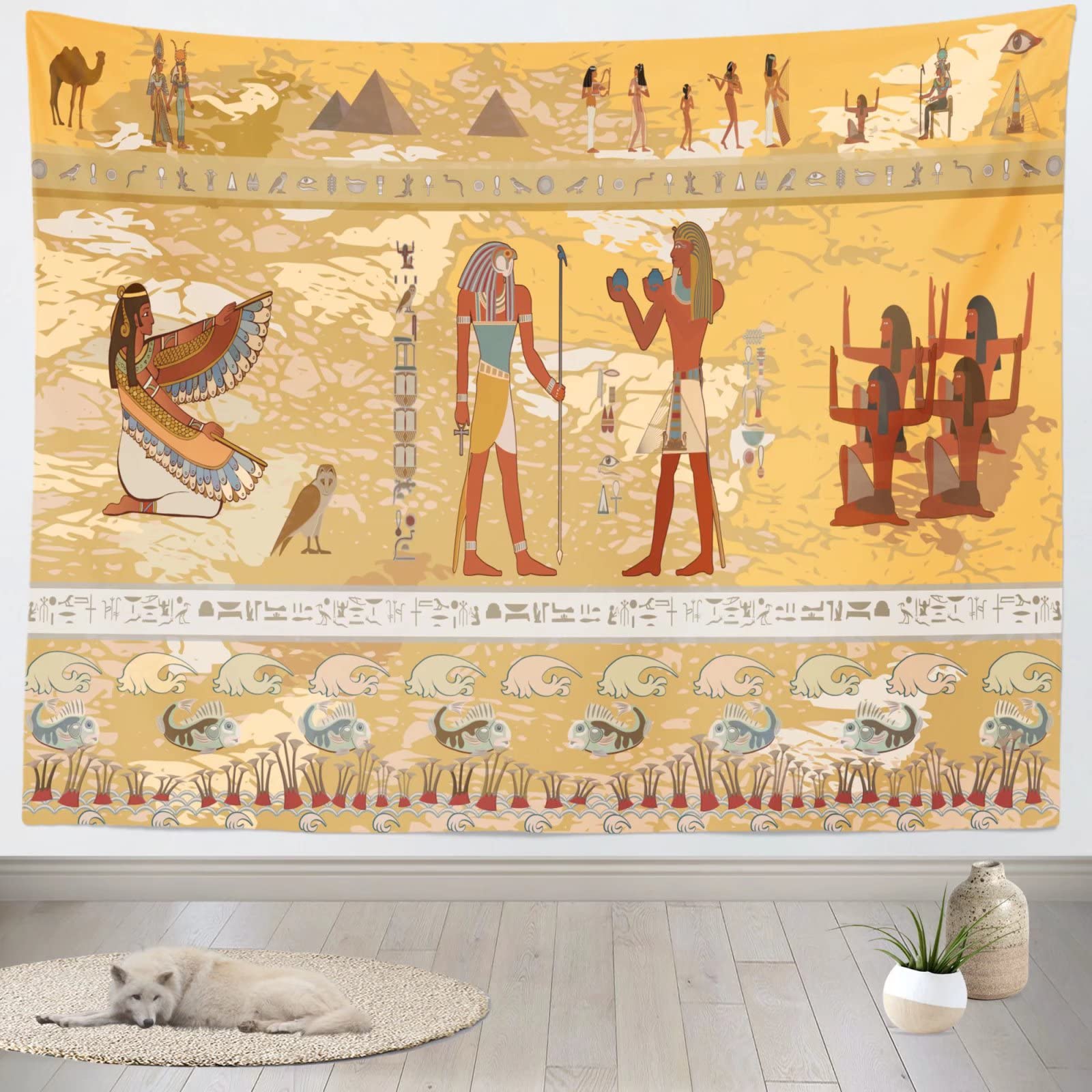 Camp Tapestry Ancient Egypt Sarcophagus Pharaoh Pattern