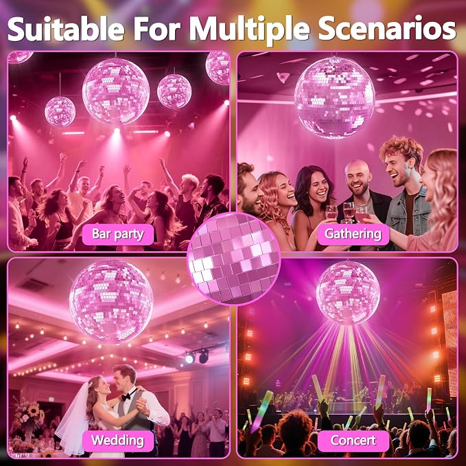 Bola Espejada Disco 16 Pulgadas Decoración de Fiesta Rosa miniatura 4