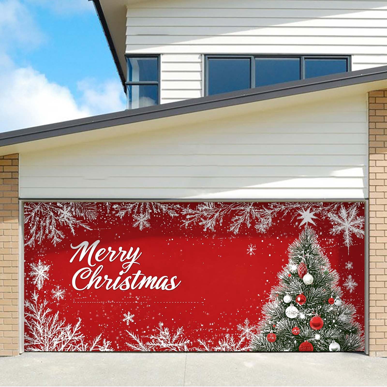 Pancartas de fiesta de Navidad para puerta de garaje, gran cubierta de puerta colgante, decoración de fondo de pared de garaje de Navidad, decoración de vacaciones al aire libre