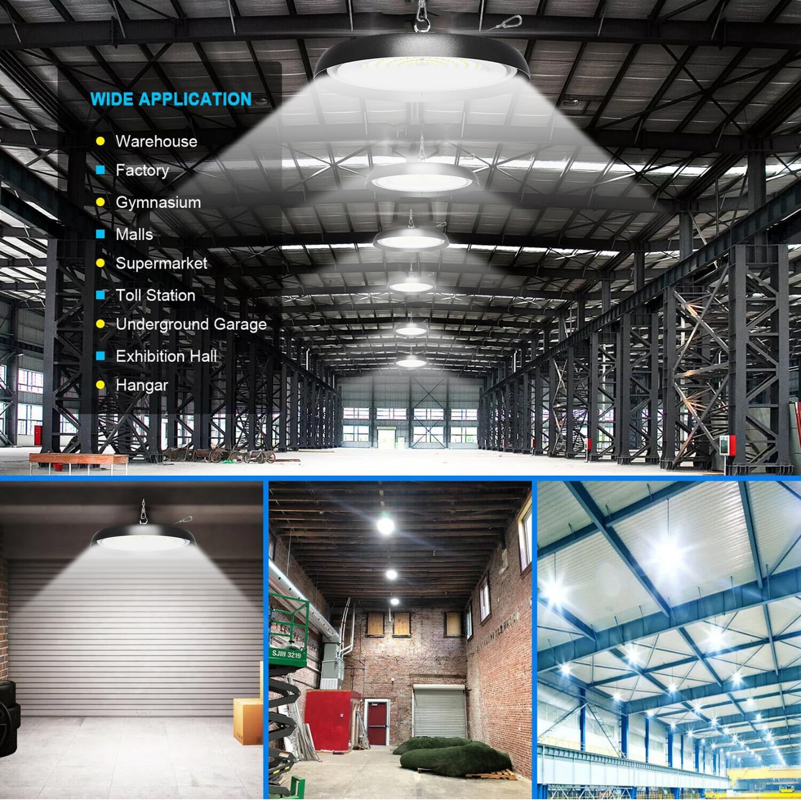 8Pack 200W UFO LED High Bay Light 30000lm 6000K Daylight 2000W Equivalent with 59inch US Plug Cable Garage — view 8