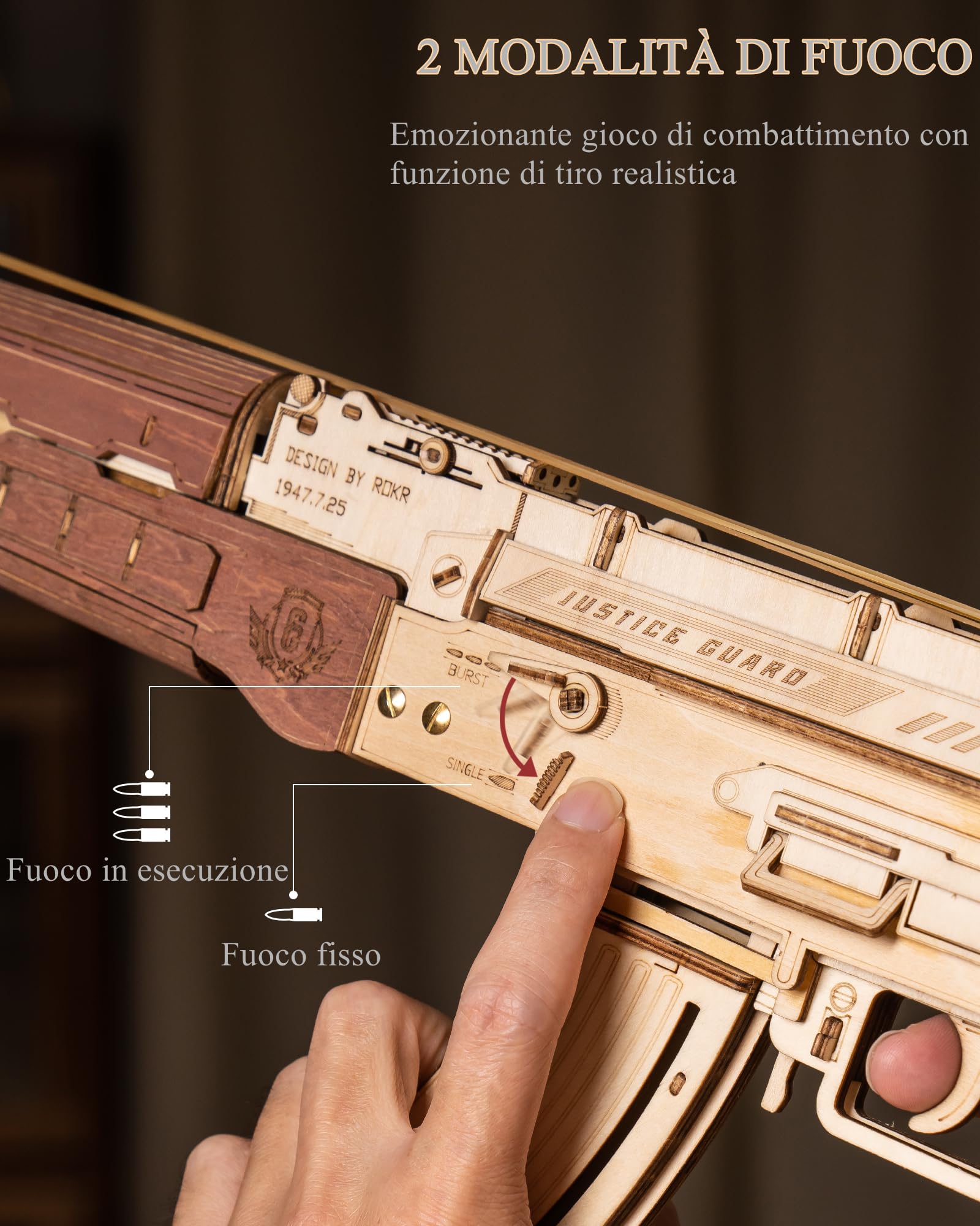 ROKR Puzzle 3D in Legno Modellismo da Costruire per Adulti, Kit di Modelli con Elastici, Regalo per Adolescenti 315 Parti (LQ901)