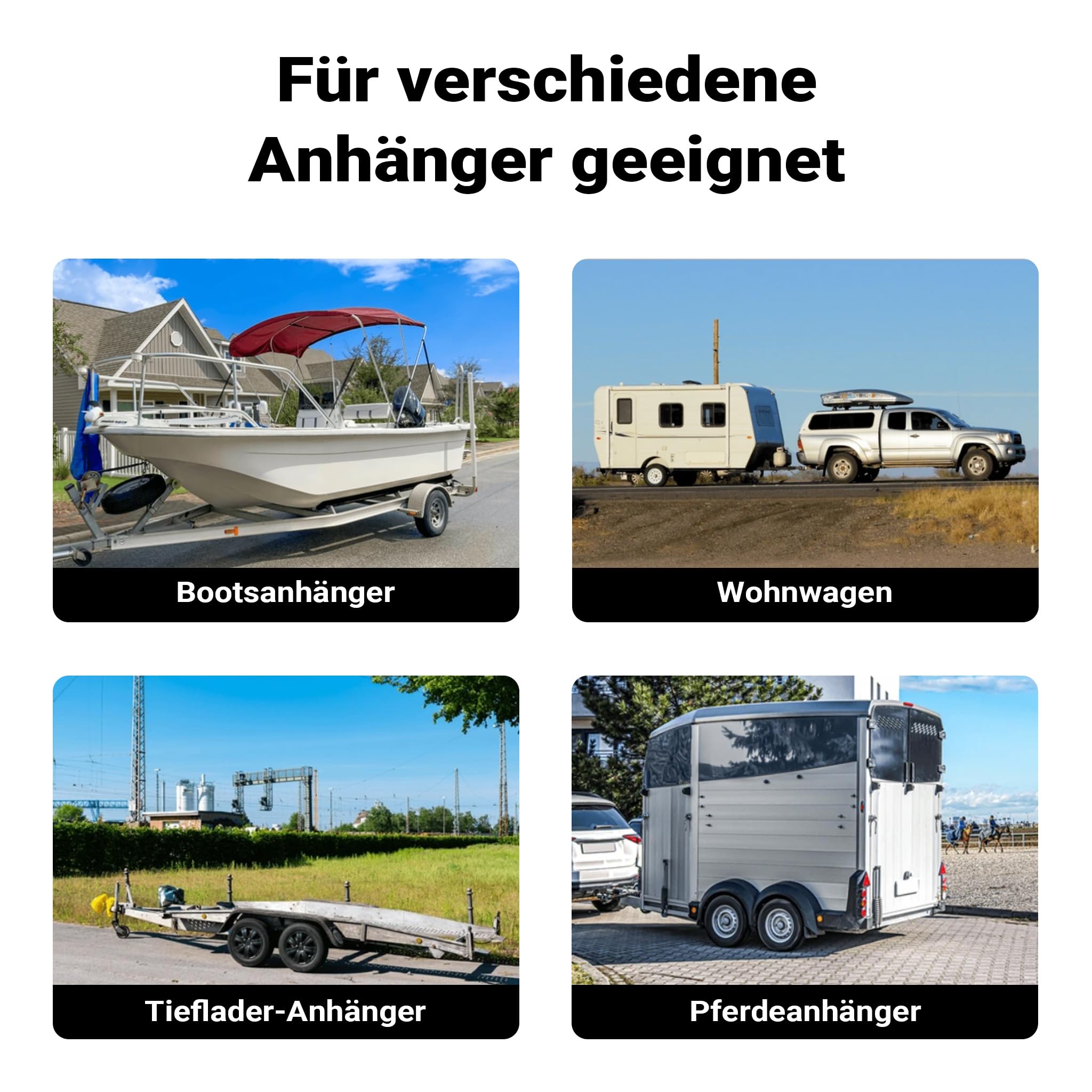 XPOtool Schwerlast Stützrad bis 540 kg, Anhängerstütze mit bis zu 260 mm Hubhöhe, Stützlast Bugrad mit Halterung für PKW und Anhänger mit Kurbel