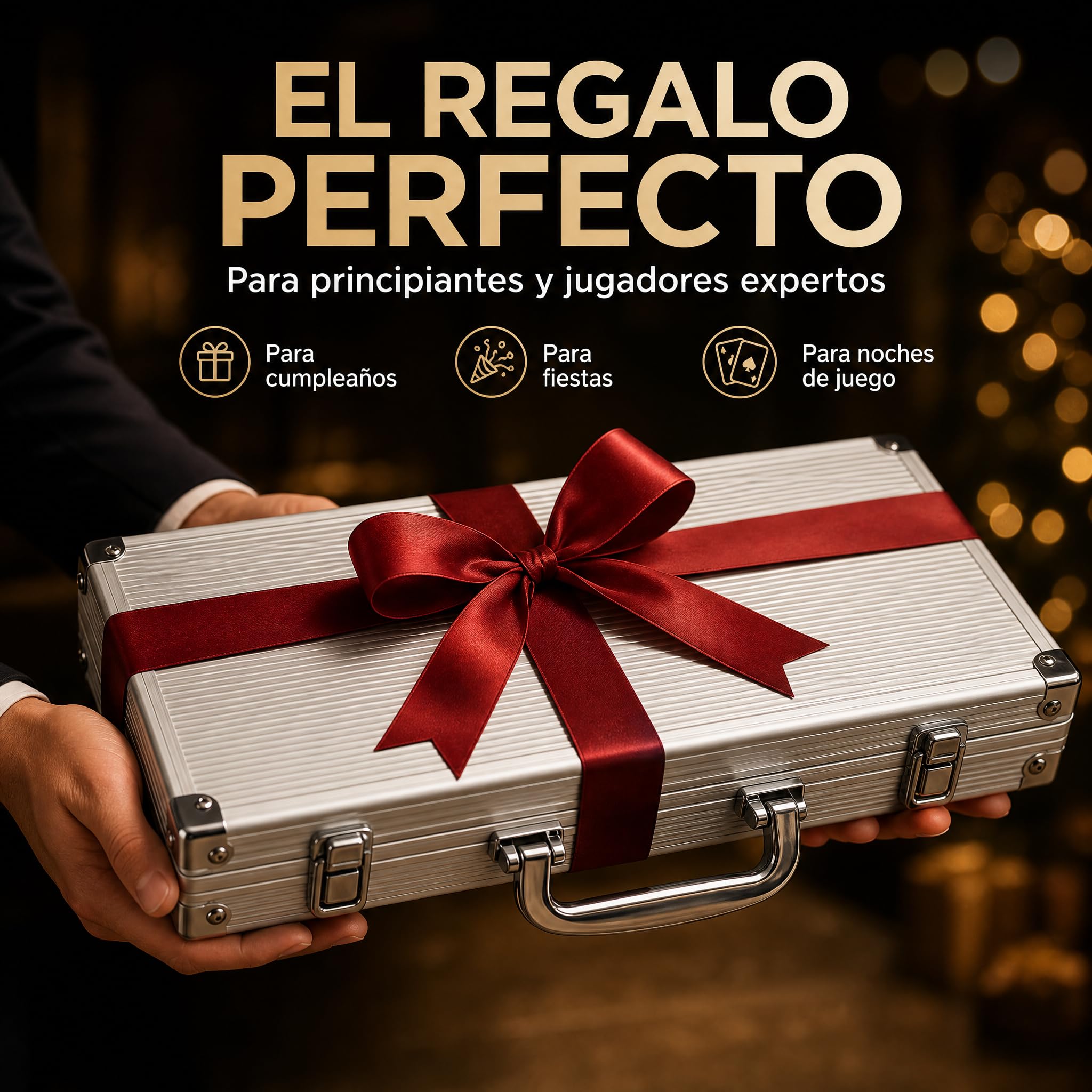 HEITOK Maletín de Póker Profesional 300 Fichas Numeradas 11.5g Núcleo Metal - Estuche Aluminio, 2 Barajas, Dados y Botones para Texas Holdem