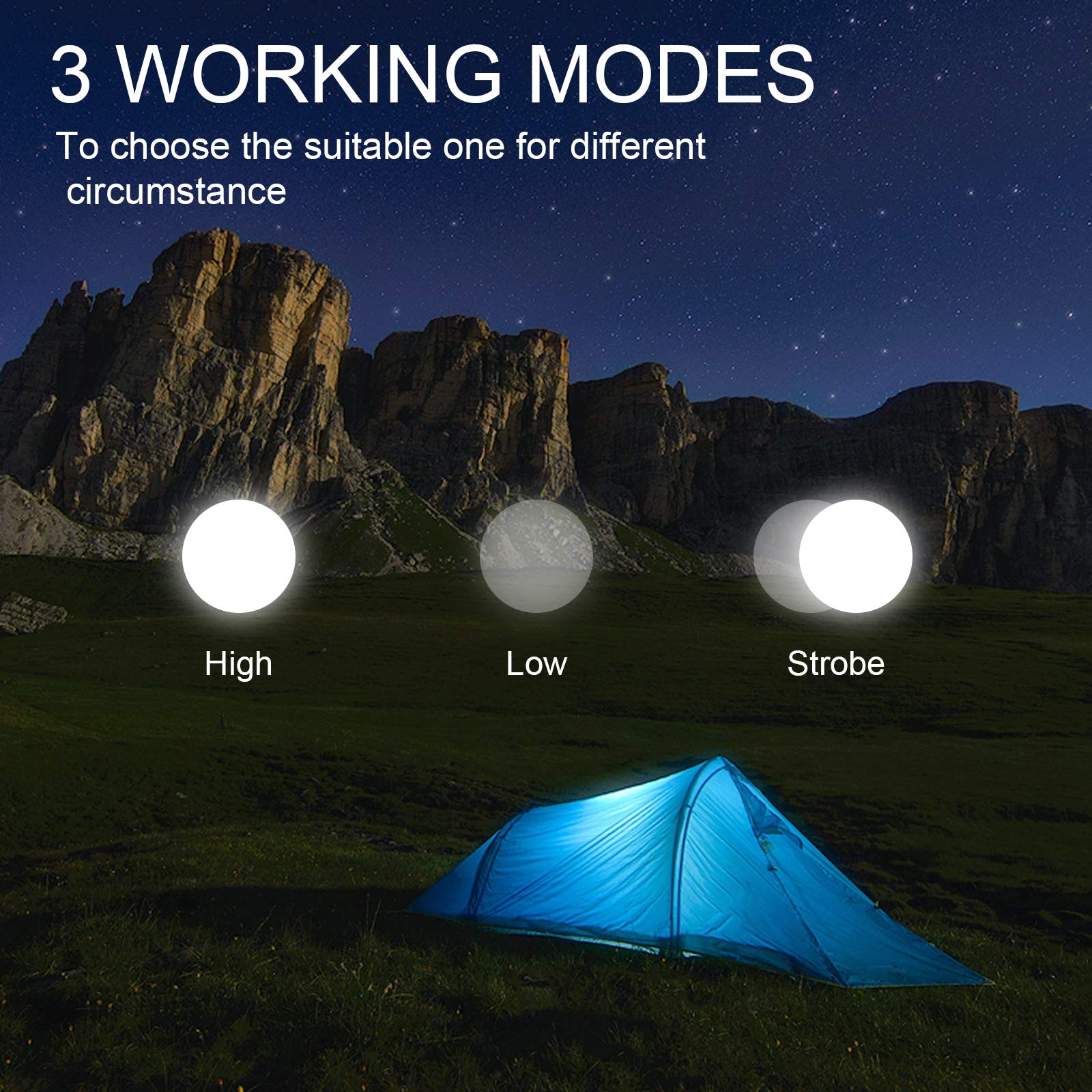 NPET XHP70 Linterna LED recargable por USB, linterna táctica súper brillante de 2000 lúmenes, linterna con zoom para camping, senderismo, hogar, exteriores y emergencias, impermeable y resistente a
