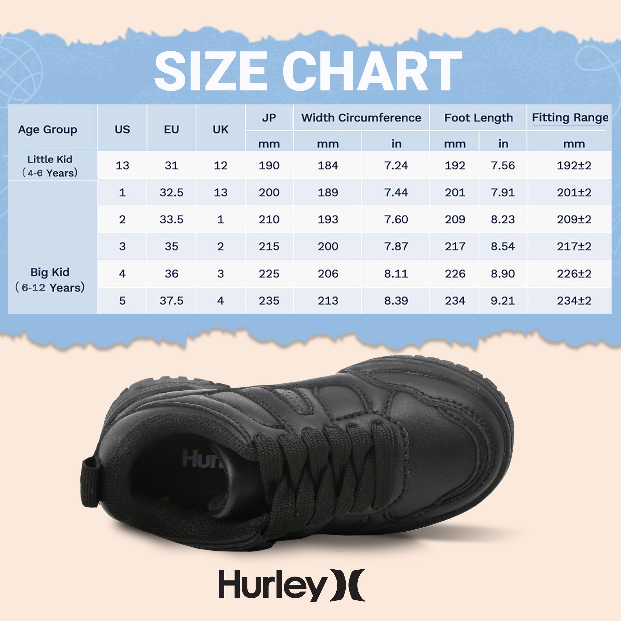 Hurley Jason - Sneaker basse per bambini, con lacci, scarpe sportive per ragazzi e ragazze, scarpe da ginnastica imbottite con suola resistente, scarpe da basket per bambini