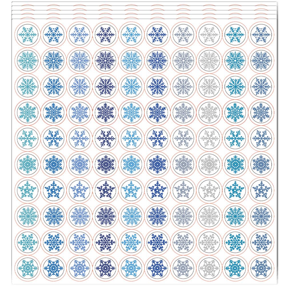 PRESSINART 500Pcs Small Snowflake Stickers 0.5 Inch Christmas Waterproof