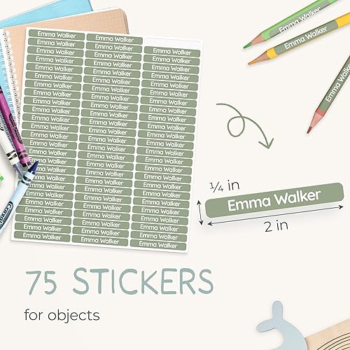 Miniatura 10 de melu kids Etiquetas de nombre para niños en la escuela y guardería (75 piezas), calcomanías personalizables con nombre (2.0 x 0.3 pulgadas) para