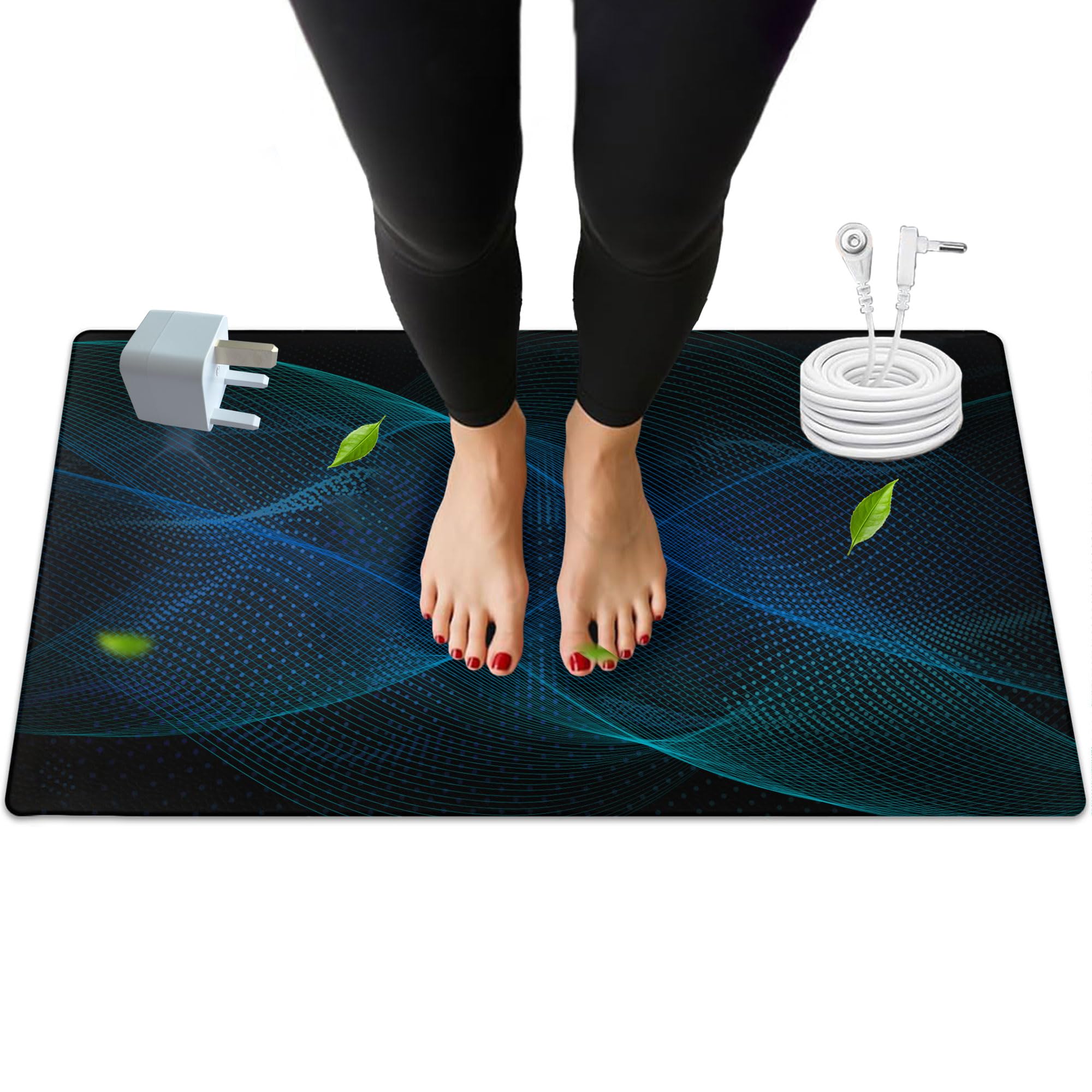 Grounding Mat for Feet, Earthing Mats for Sleep Improvement, Pain Relief, Earth Connected Therapy. Grounding Pads with 15ft Cord, Indoor Grounded for Full Body Balance & Wellness Support(24x16inch)