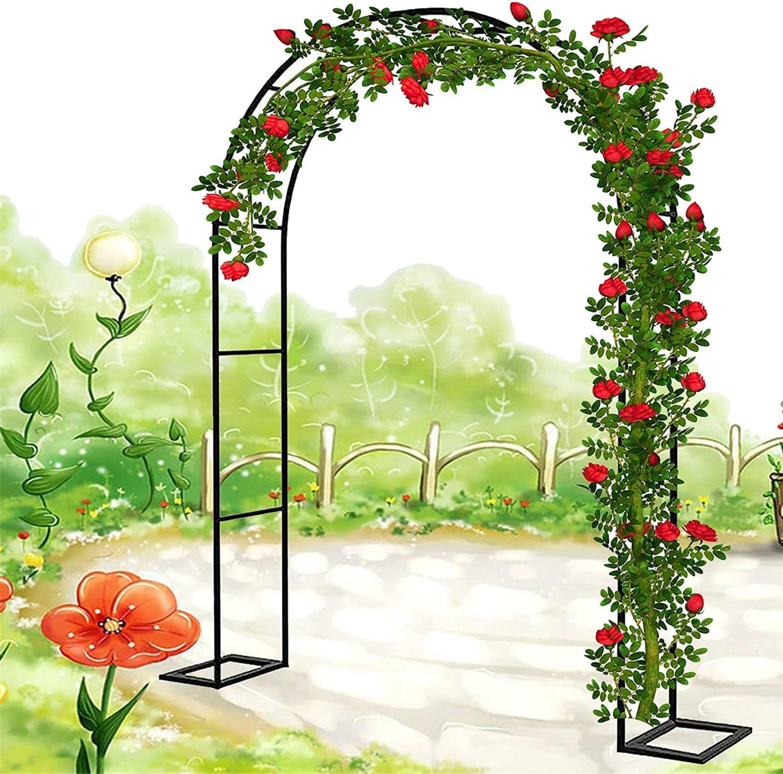 Arco Da Giardino 120x220cm 180x220cm 240x220cm Arco In Metallo Per Rose Rampicanti, Arco Di Nozze Arco Pergolato Da Giardino Con Base, Resistente,200x220x40CM