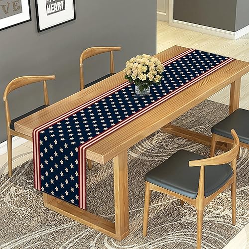 Miniatura 3 de Rainlemon Camino de mesa de lino para el Día de los Caídos, patriótico americano, hogar, comedor, chimenea, decoración (13 x 108 pulgadas)