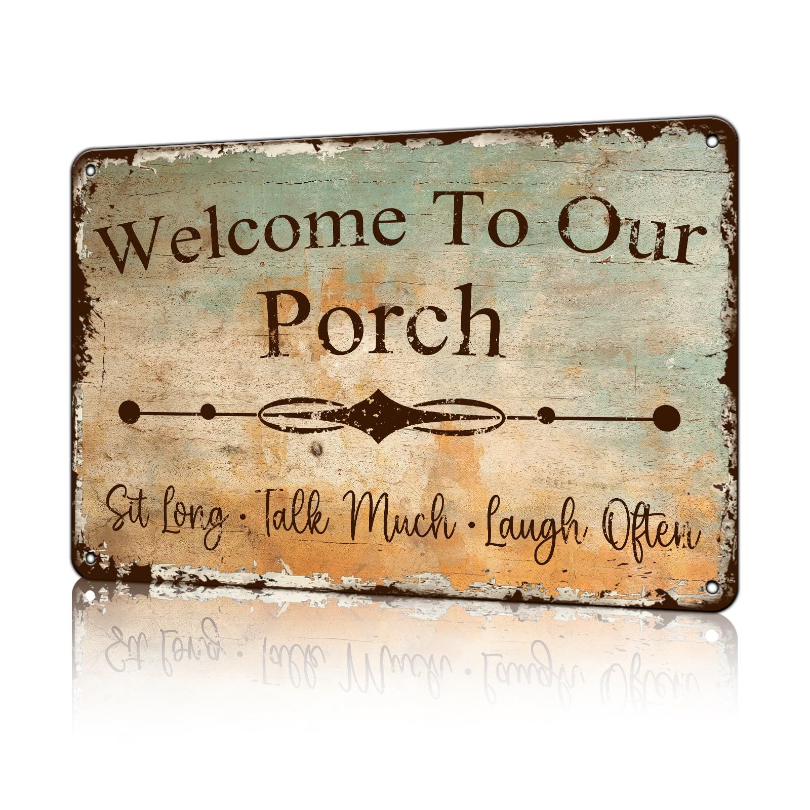 Anceky Aluminum Metal Signs Welcome To Our Porch Metal Tin Sign for Home Kitchen Retro Decor Yard Garden Outdoor 12×8 Inches