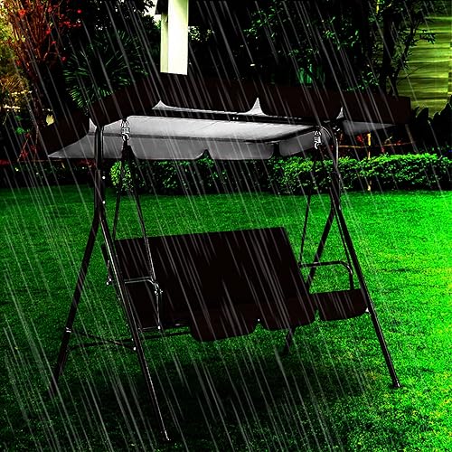 Miniatura 7 de Juego de funda de repuesto para toldo de columpio para patio, cubierta superior de tela Oxford impermeable y cubierta de asiento para columpio para