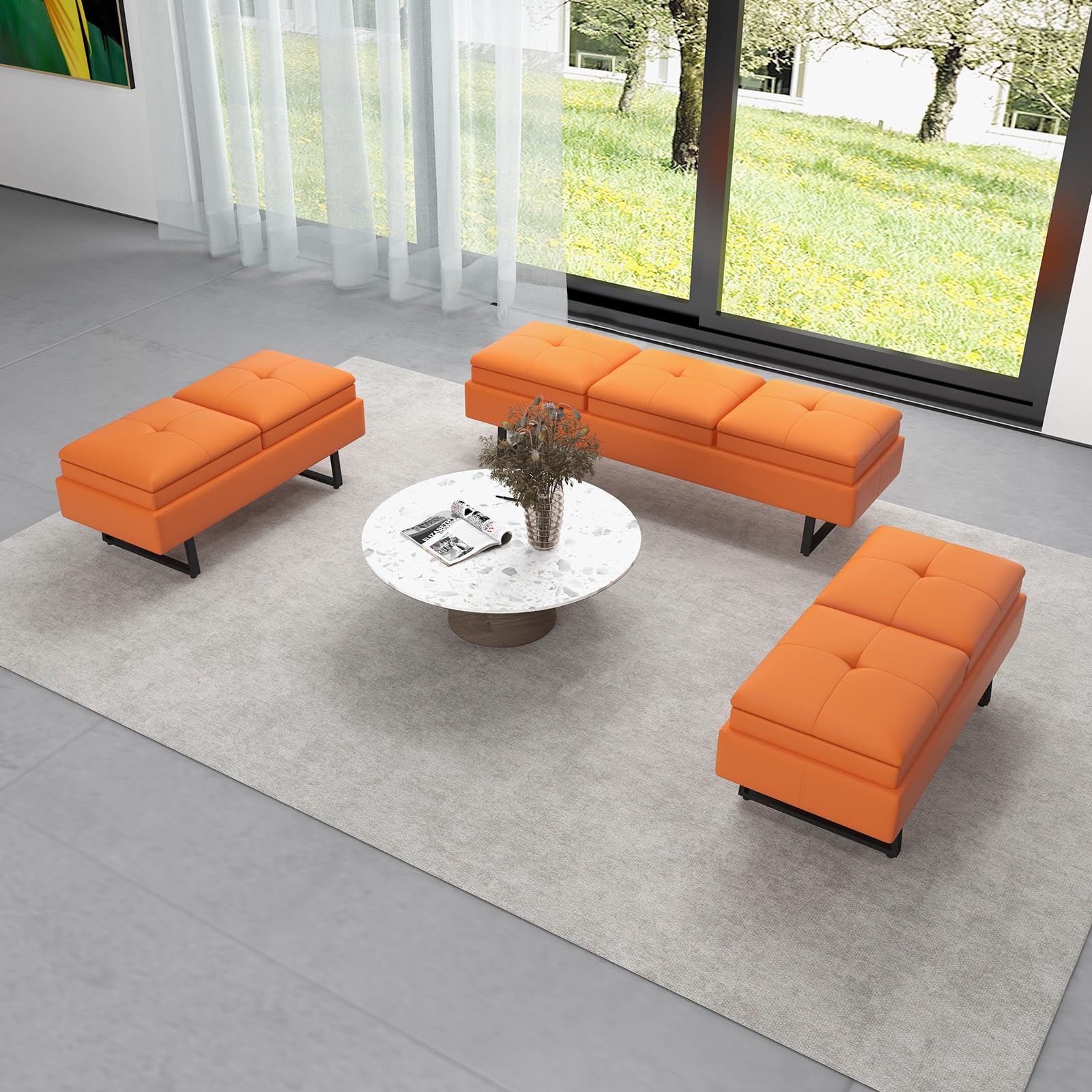 Seating Small Space MOTION Leather Bench Waiting Room Chairs