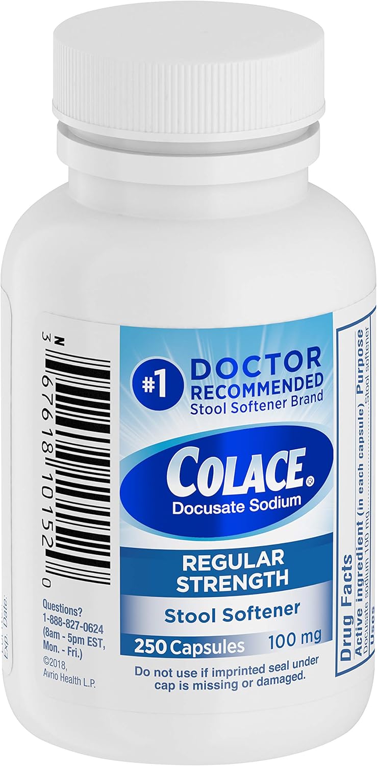 Colace Regular Strength Stool Softener 100 mg Capsules 250