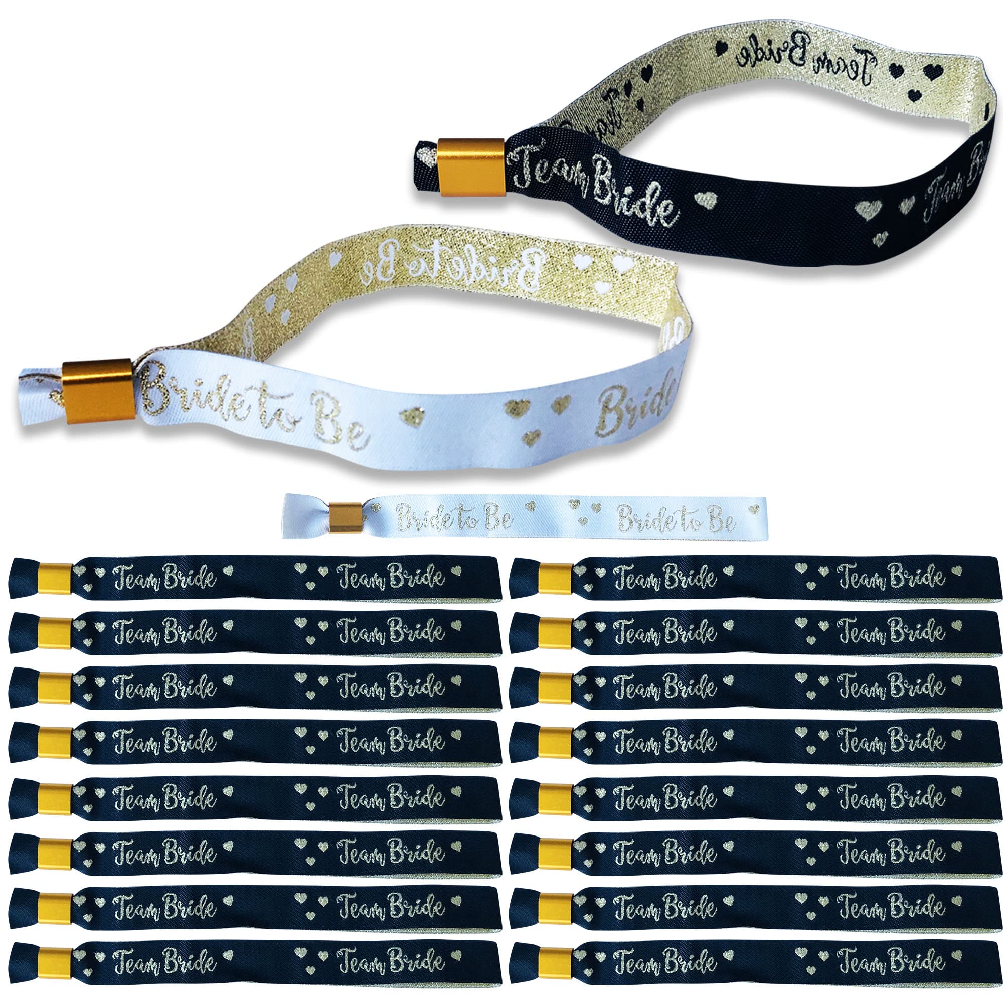 Blue Planet Fancy Dress Hen Party Wristbands 16 Team Bride 1 Bride to Be White Hen Do Accessories Decoration Black and Gold for Bachelorette Party Wedding and Bridal Shower