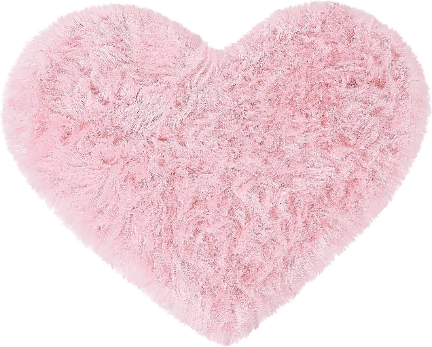 Heart Shape Bed Mat Fluffy Heart Shaped Rug Faux Area Rug Bushy Room Carpet for Home Living Room Sofa Floor Bedroom (Pink)-image-29