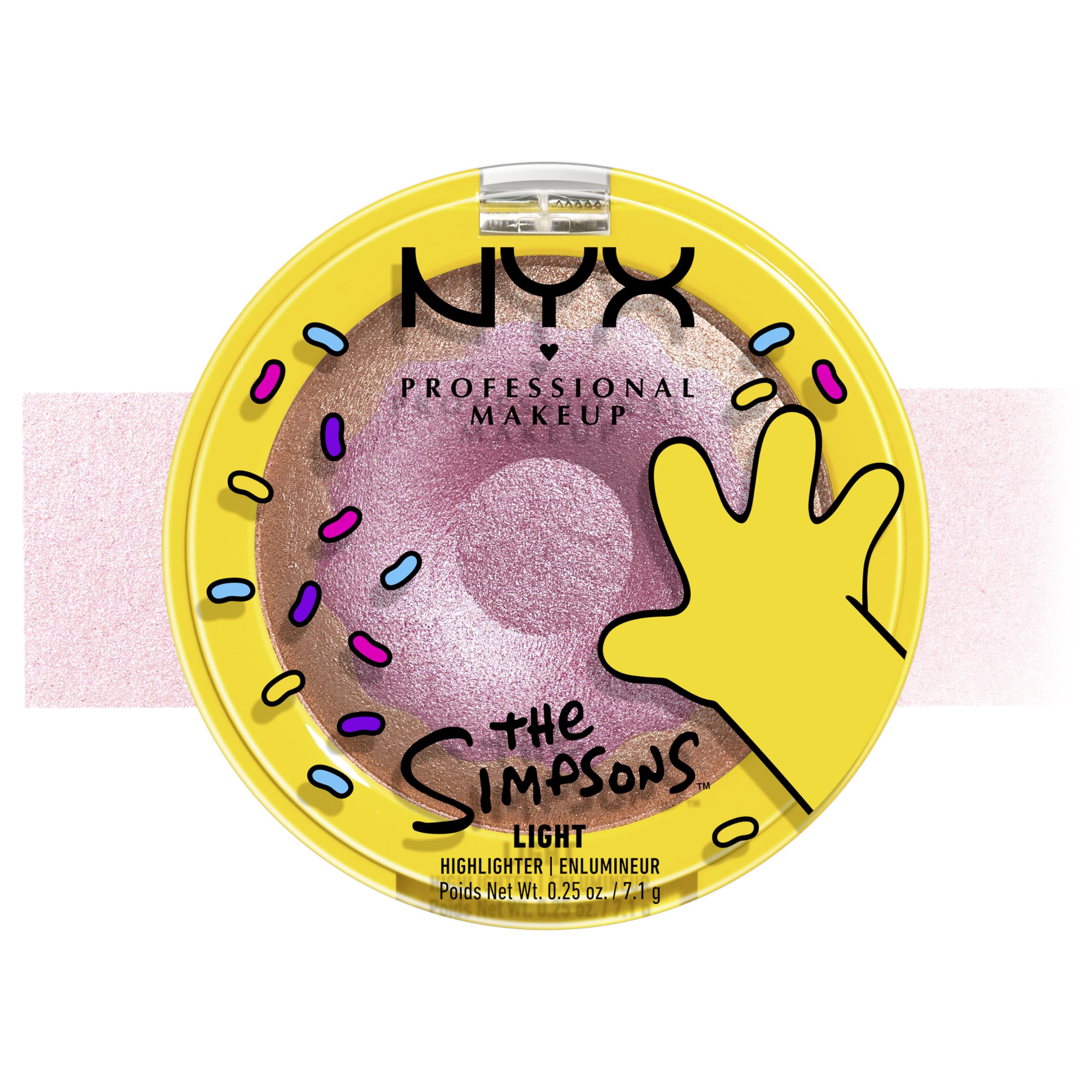 NYX Professional Makeup Homer Simpson Donut Highlighter, frostig, buttrig, hochglänzend, cremig, vegan, Donut Mind If I Do, 1 Stück