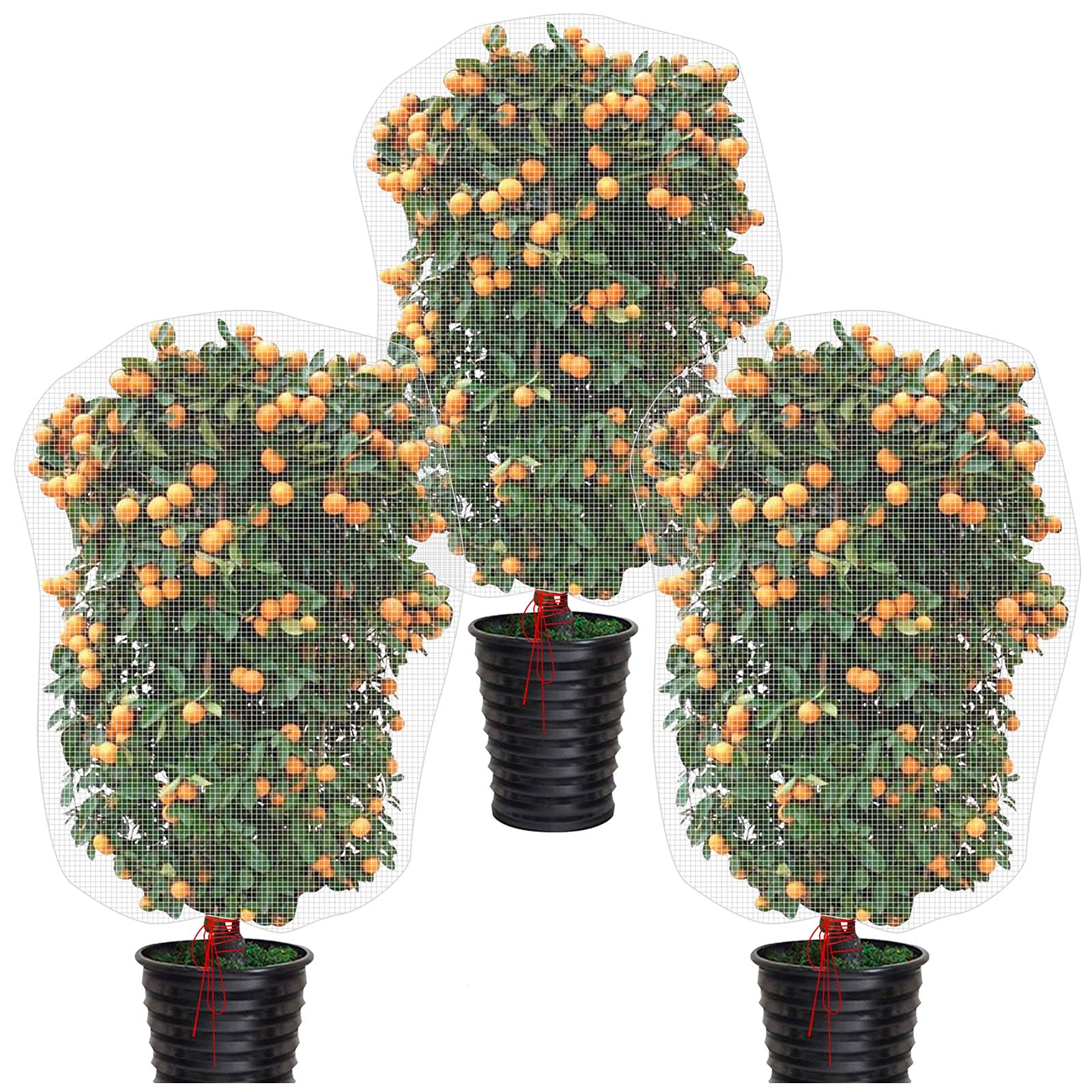 3 Pcs Plant Barrier Net Mesh, Plant Barrier Net Mesh, Bird Netting, Barrier Bags for Vegetables Fruits, Covering Plants Bags, Tomato Plant Netting for Protect Plants from Birds, Insects (2.4 x 3.5 FT)