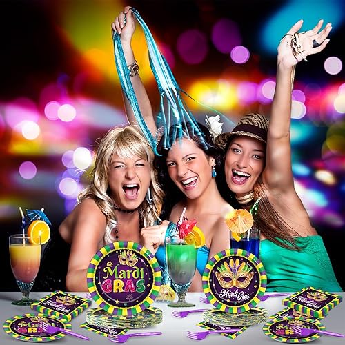 Miniatura 392 de 96 piezas de suministros de fiesta de cumpleaños florales de cumpleaños, platos de papel, servilletas, flores de oro rosa, decoraciones de fiesta