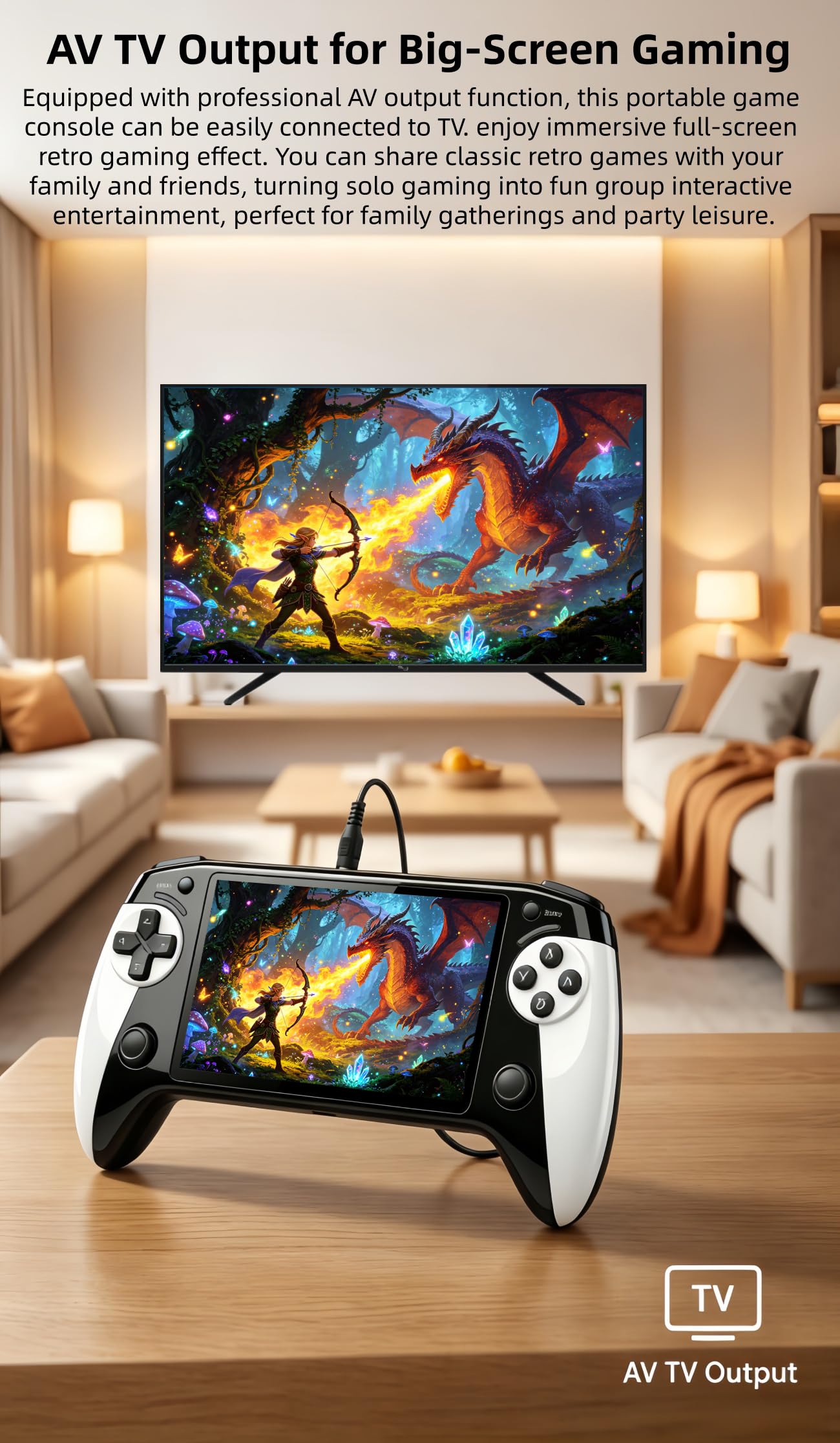 HLF Nuovo 5.5 "Multi-funzionale Videogiochi Console Retro Handheld Controller Like Design 6000 Emulatori Giochi Supporta MP4/MP3/E-books/AV Out Perfetto Vacanza/Compleanno Regalo Tempo Libero