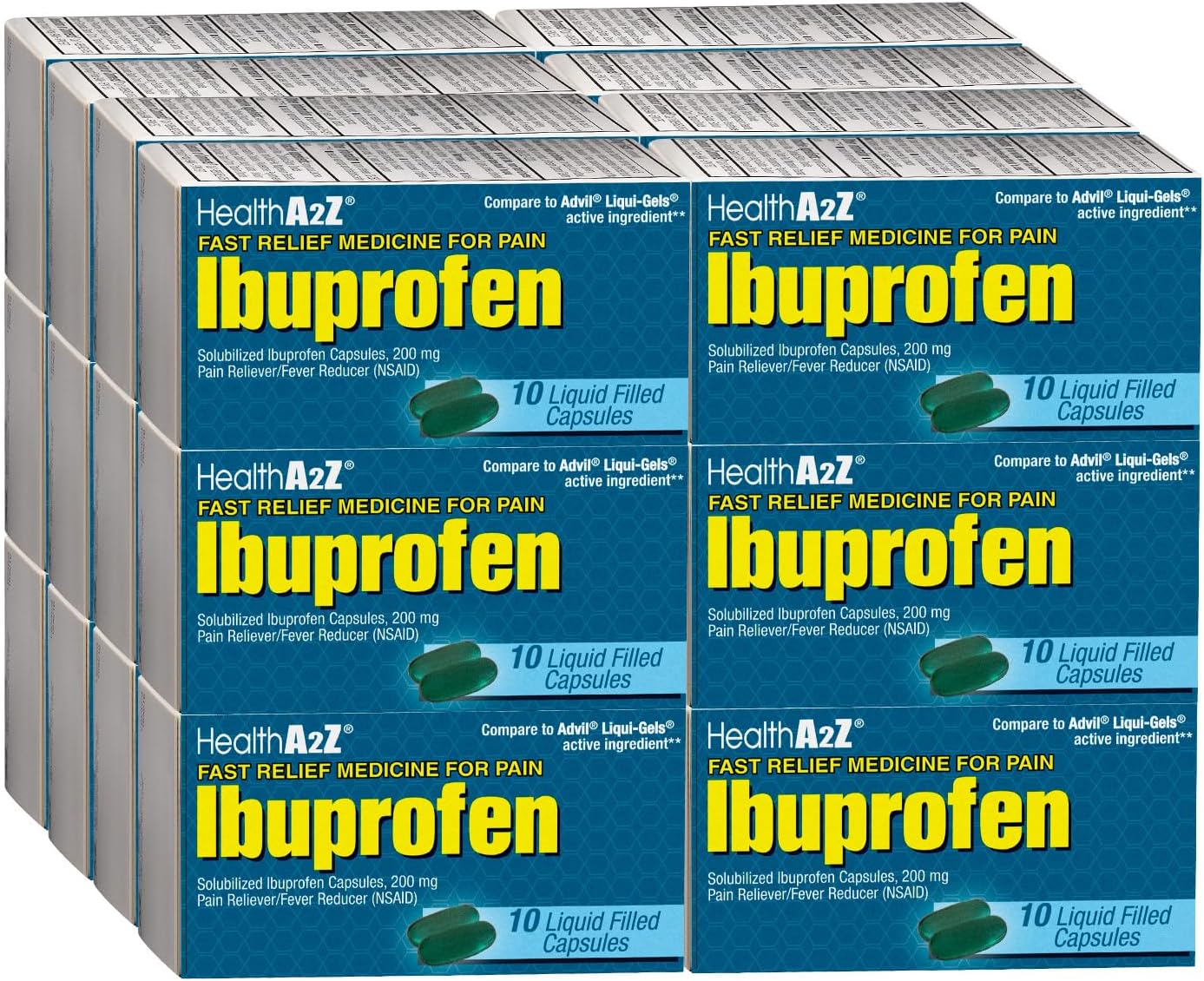 HealthA2Z® Ibuprofen Softgel 200mg | 24 Packs of 10 Softgels Each (240 Softgels Total) | Value Pack | NSAID Pain Reliever & Fever Reducer