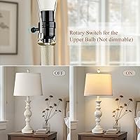 Vista 4 de Juego de 2 lámparas de granja para dormitorio, lámpara de mesa rústica con puertos de carga USB duales, lámparas de mesa de 28 pulgadas de alto