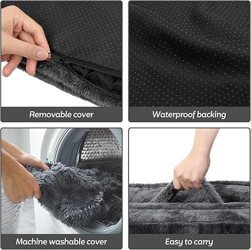 Miniatura 5 de Cama plegable para perros humanos, cama ortopédica de espuma viscoelástica para perros, tamaño humano 2 en 1, relajante tamaño humano con