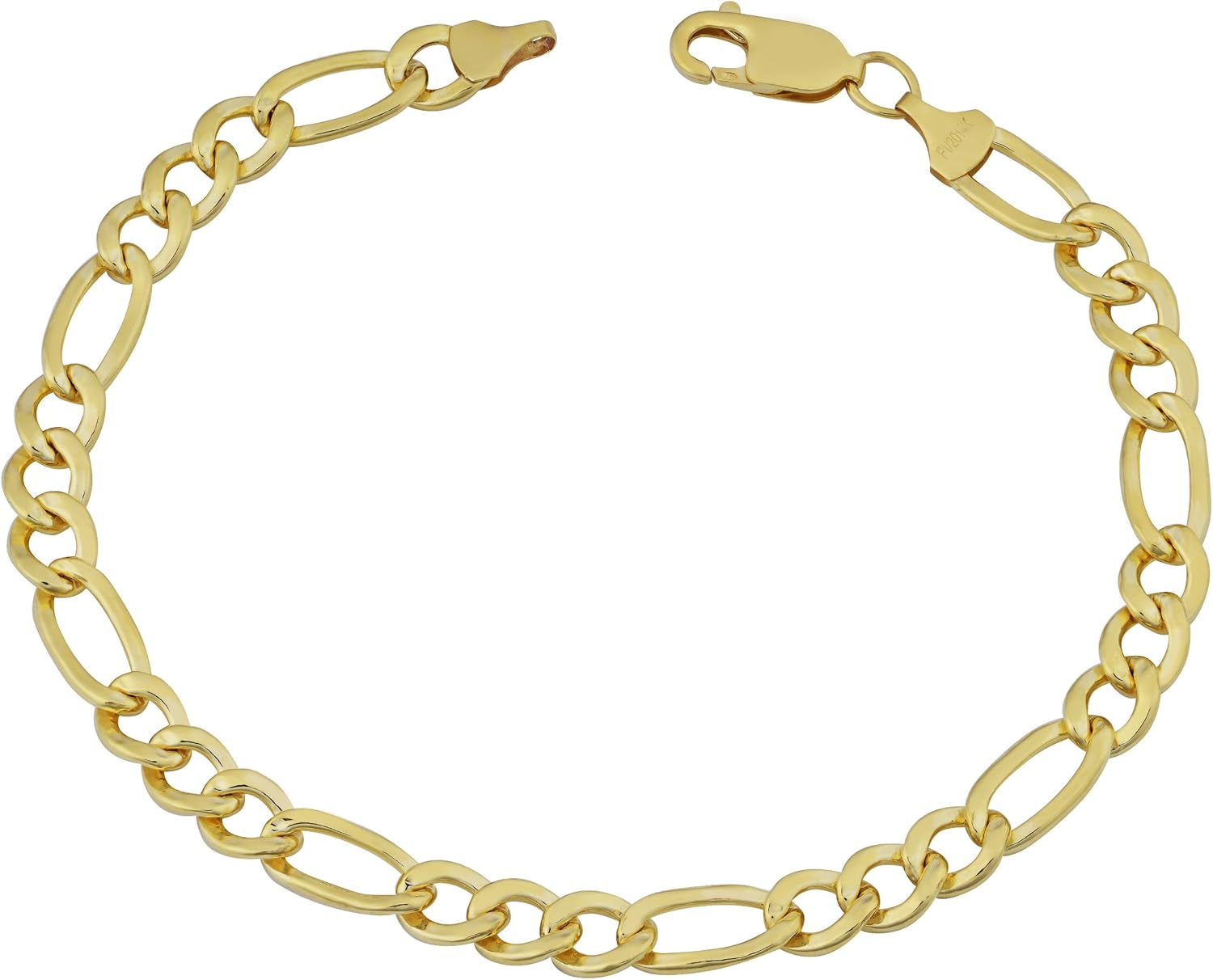 Kooljewelry 14k Yellow Gold Filled Men's Solid 6 mm High Polish Figaro Link Bracelet (8.5 inch)