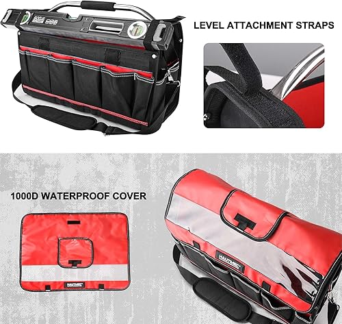 Miniatura 3 de HAUTMEC HT0296 - Bolsa de herramientas resistente de 20 pulgadas con cubierta transparente impermeable, bolsa de herramientas grande con mango
