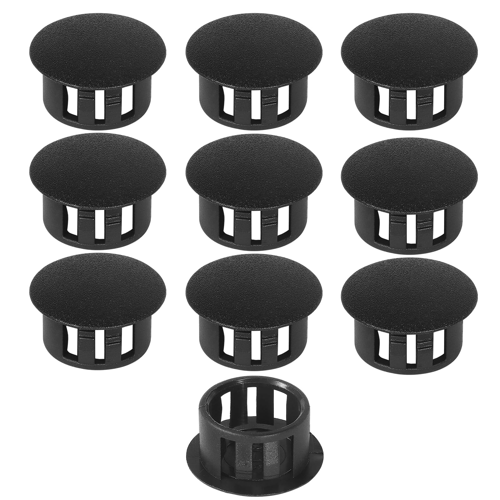 16mm Plastic Hole Plugs - Masendelk Snap-in End Caps - Black - 10pcs