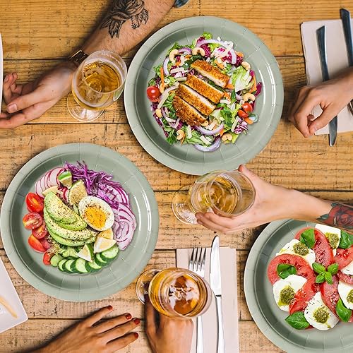 Miniatura 18 de Platos de papel desechables rojos, 50 platos llanos de 9 pulgadas a granel para suministros de fiesta, platos de fiesta de colores y resistentes