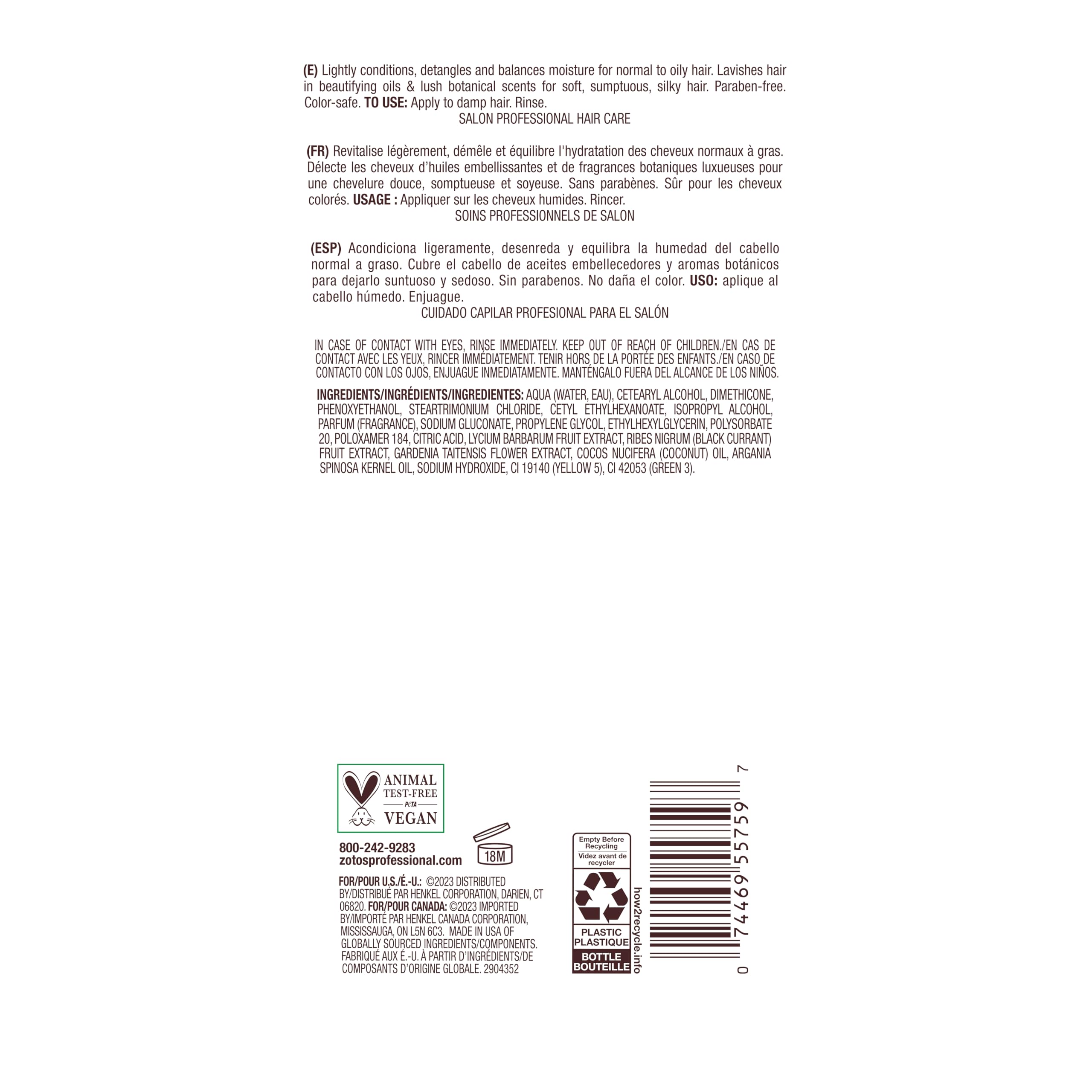 Bain de Terre Green Meadow Balancing Conditioner, Gentle Moisture Balance for Soft, Silky & Bouncy Hair with Argan & Monoi Oils, Paraben-free, Color-Safe, Vegan (2 sizes)