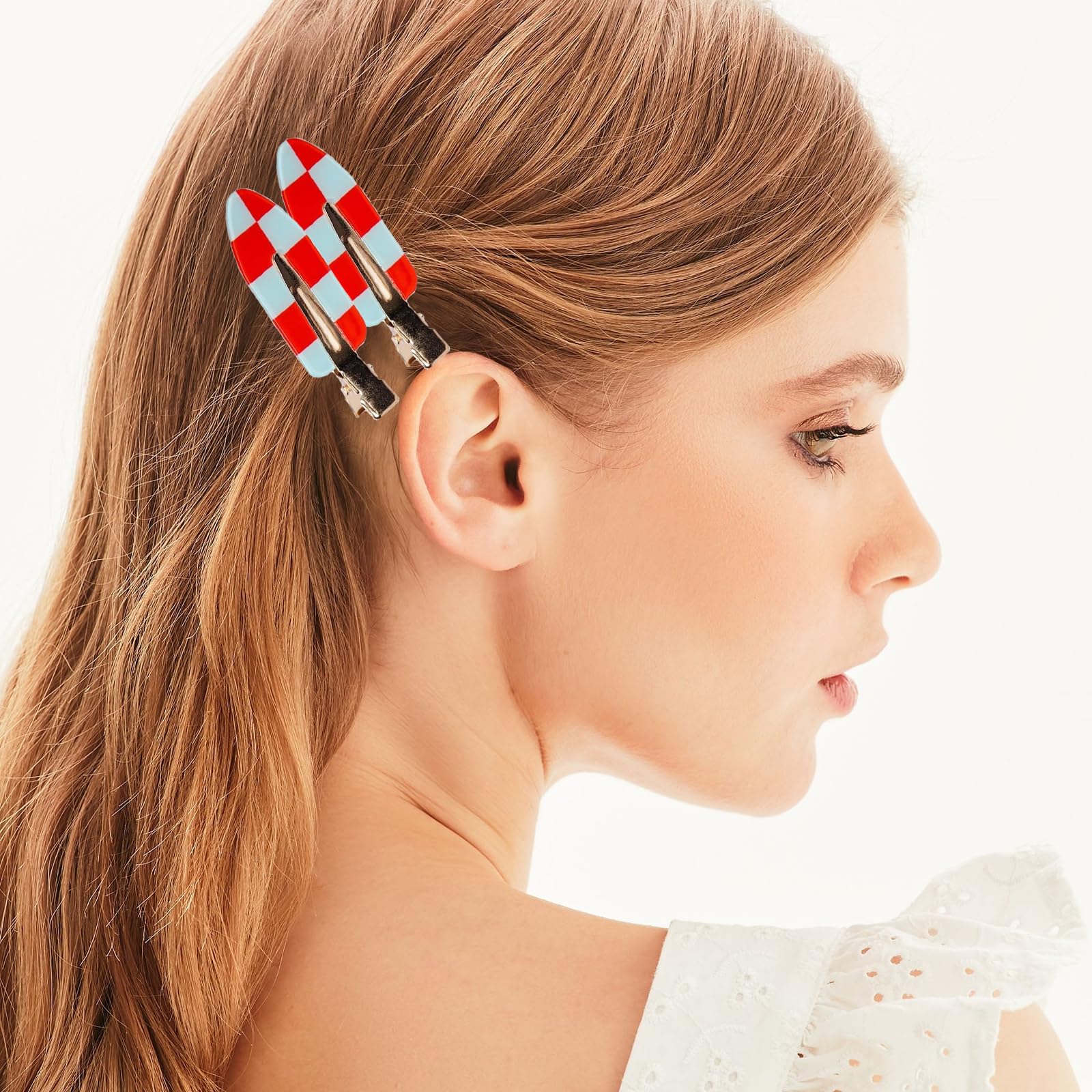 10Pcs Acrylic Resin Flat Styling Clip Chessboard Style Bangs Hair Clips No Crease No Bend Hair Clips Bang Creaseless Duckbill For Women Girls - Image 4