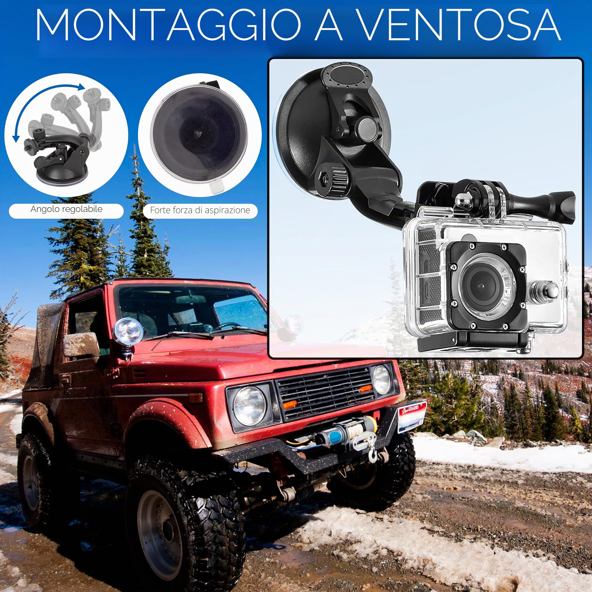 Kit accessori per action cam, 9-1 accessori per fotocamera Sport con Cinturino pettorale Fascia Testa, compatibile con GoPro Hero10/9/8/7/6, SJCAM Fotocamera YI Crosstour AKASO e altre