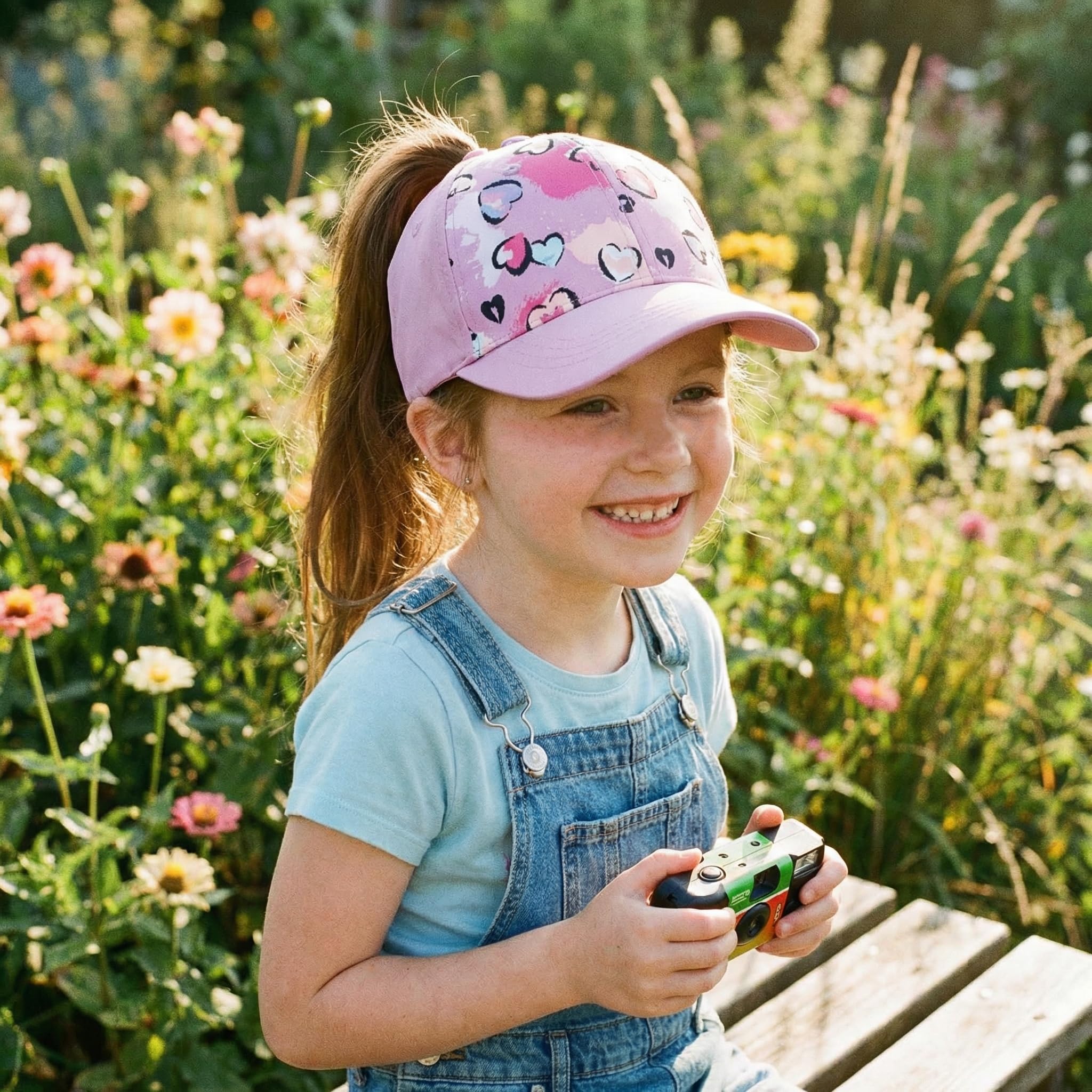 YAMEE Gorra de Béisbol para Niñas Suave Transpirable Gorra de Cola de Caballo,Gorras Béisbol al Aire Libre Sencillo y Elegante,Sombrero de Sol de Niños Ajustable para Camping Vacaciones Playa