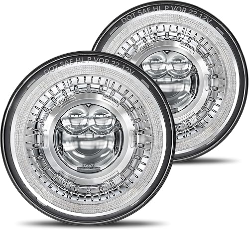 HWSTAR 2023 1000% brillante antirreflejo de 7 pulgadas Halo LED faro redondo compatible con Jeep Wrangler JK JKU TJ LJ, etc con gradiente de puesta